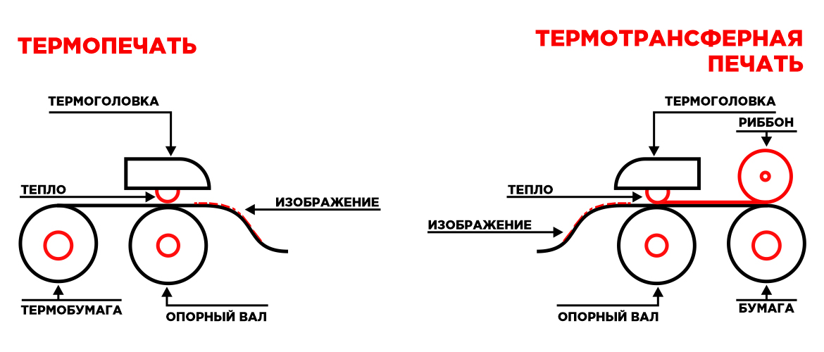 различие между термотрансферной и термопечатью